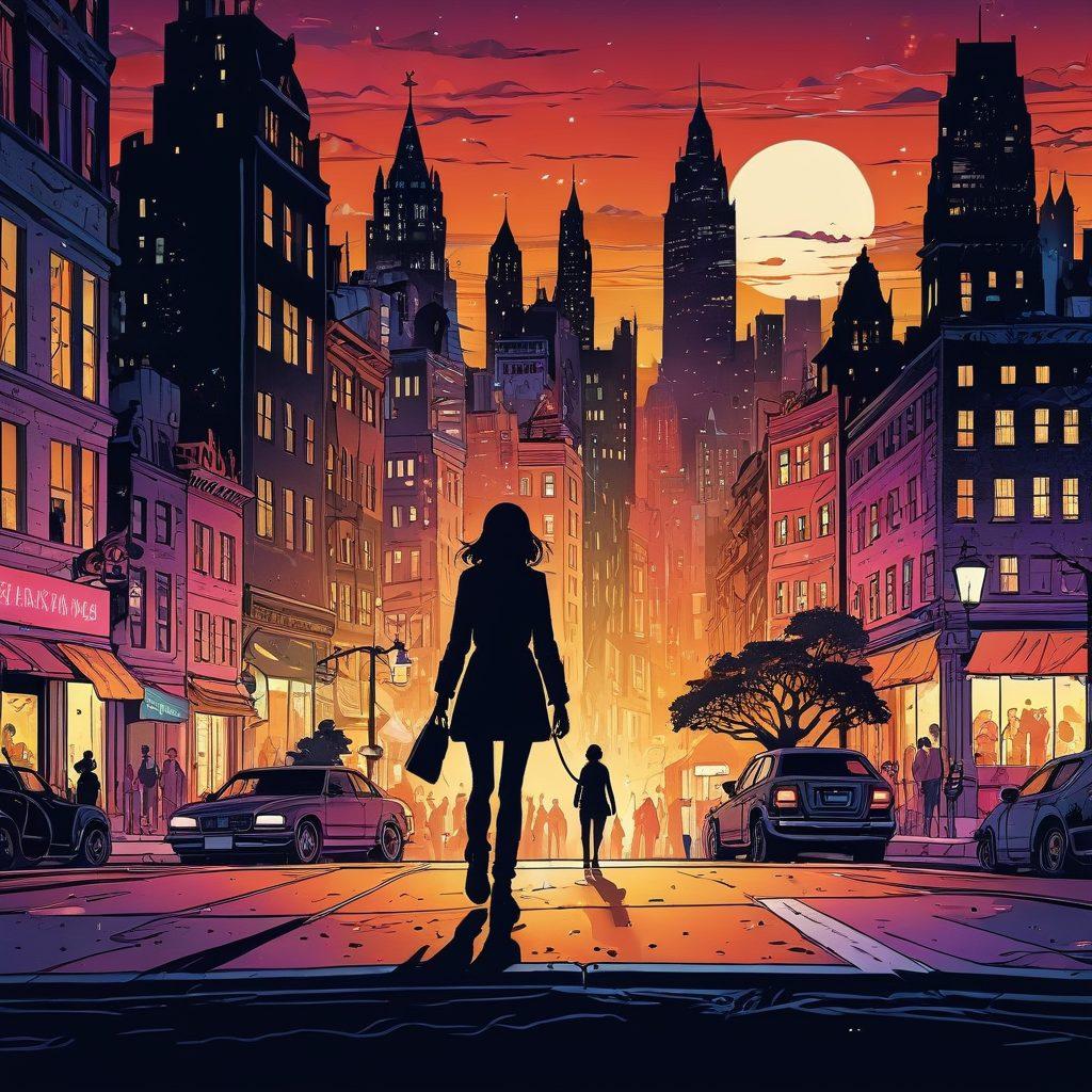 A dynamic and alluring visual of an open graphic novel, showcasing vibrant, uncensored art filled with vivid characters and intricate storytelling elements. The background subtly blends into softly lit silhouettes of fantasy cityscapes, enhancing the immersive experience. Features elements of sensuality and creativity, with an emphasis on diverse character designs and vibrant colors that draw the viewer into the narrative. 3D effect. vibrant colors. intricate details.